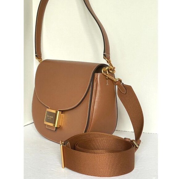 Kate Spade Katy Convertible Saddle Bag Crossbody Brown All Spice Shoulder Straps - Picture 2 of 12